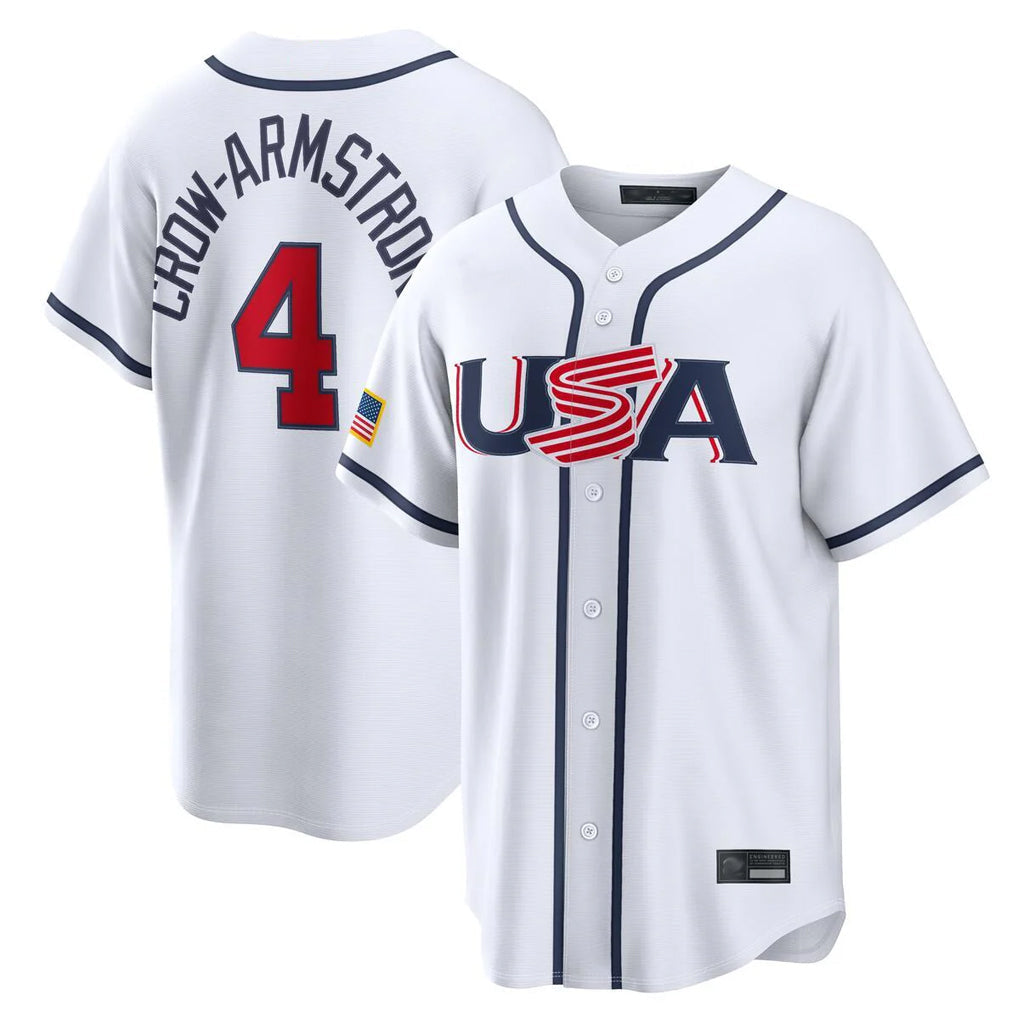C.Cubs #4 Pete Crow-Armstrong Player White USA 2026 World Classic Home Limited Gdoa Stitched Jerseys
