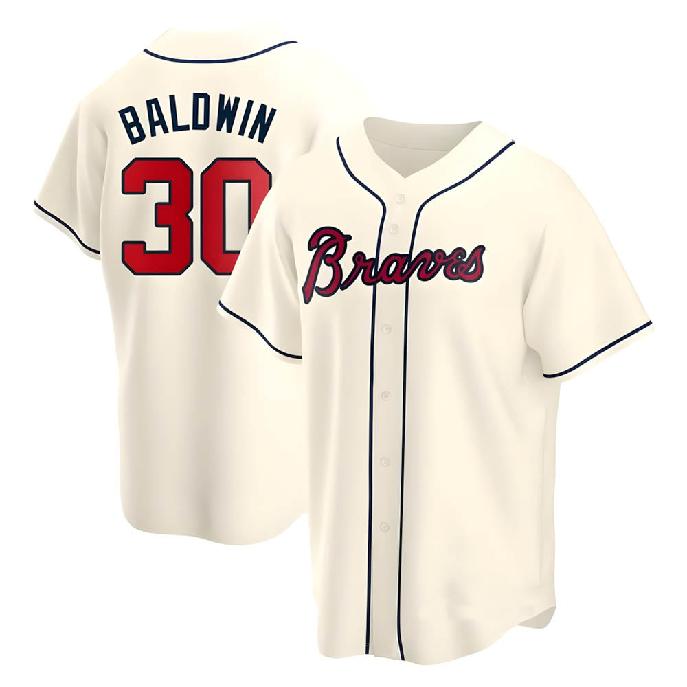 A.Braves #30 Drake Baldwin player Cream Replica Alternate Stitched Jerseys