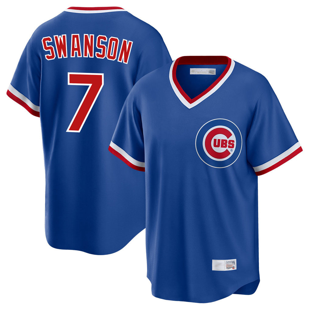 C.Cubs #7 Dansby Swanson Player Royal T-shirt Cooperstown Collection Limited Gdoa Stitched Jerseys