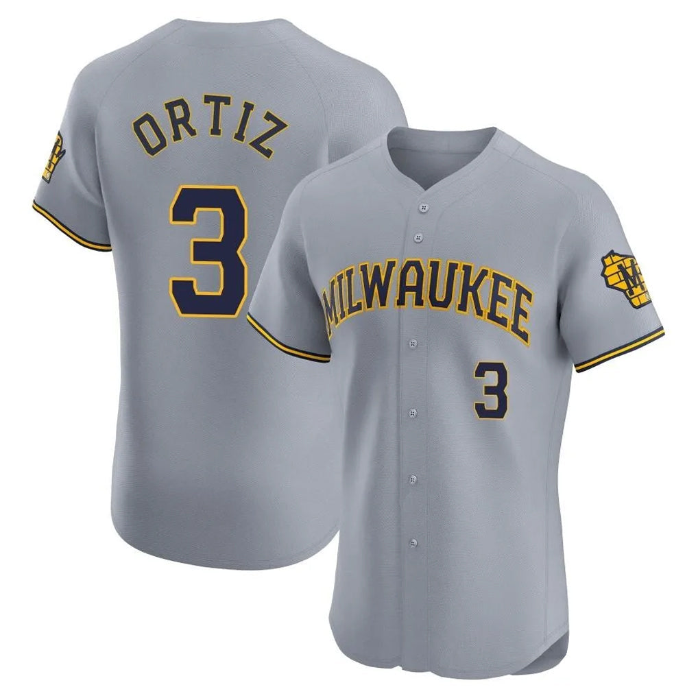 M.Brewers #3 Joey Ortiz Player Gray Home Limited Elite Gdoa Stitched Jerseys