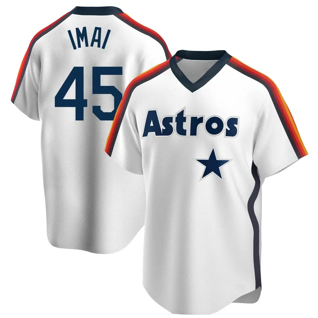 H.Astros #45 Tatsuya Imai Player White Cooperstown Collection T-shirt Gdoa Stitched Jerseys