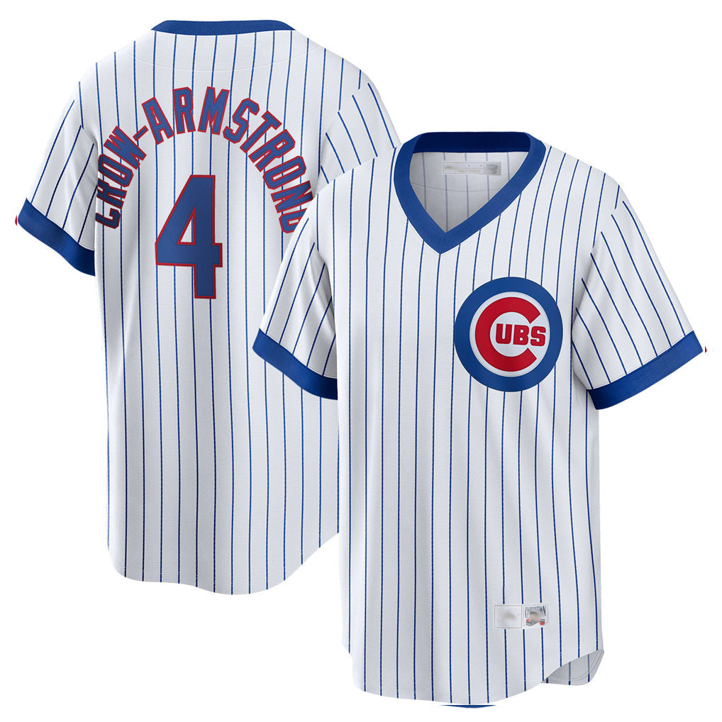C.Cubs #4 Pete Crow-Armstrong Player White T-shirt Cooperstown Collection Limited Gdoa Stitched Jerseys