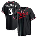 M.Twins #3 Harmon Killebrew Player Black Fashion Out Home Limited Gdoa Stitched Jerseys