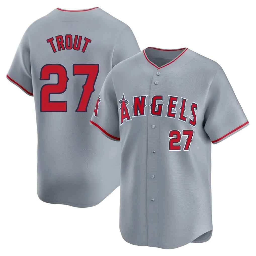 LA.Angels #27 Mike Trout Player Gray Home Limited Gdoa Stitched Jerseys