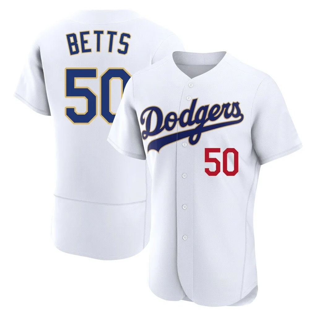 LA.Dodgers #50 Mookie Betts Player Gold White 2026 Collection Stadium Limited Elite Gdoa Stitched Jerseys