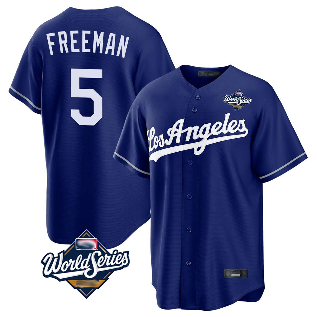 LA.Dodgers #5 Freddie Freeman Player Royal World Series Game Gdoa Stitched Jerseys