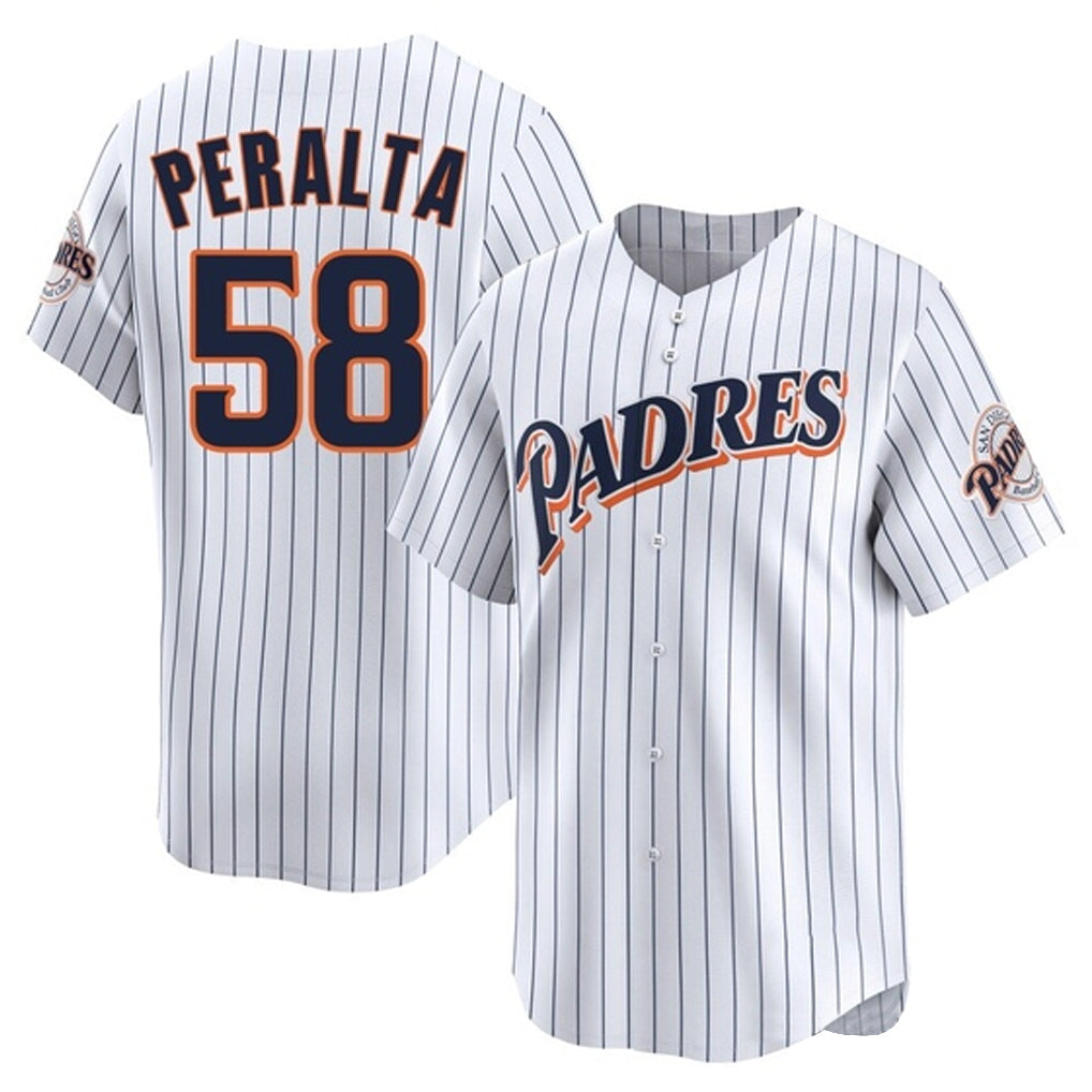 S.Diego Padres #58 Wandy Peralta Player White Cooperstown Collection Limited Home Stitched Jerseys