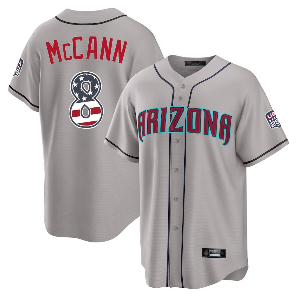 A.Diamondbacks #8 James McCann Player Gray USA 250 Fourth of July Home Game Gdoa250Ys Stitched Jerseys