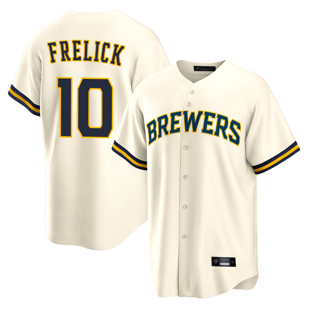 M.Brewers #10 Sal Frelick Player Cream Home Game Gdoa Stitched Jerseys