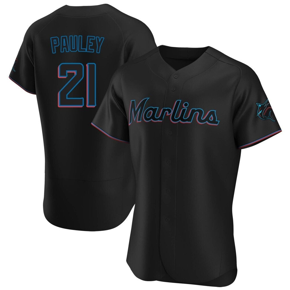 M.Marlins #21 Graham Pauley Player Black Home Limited Elite Gdoa Stitched Jerseys