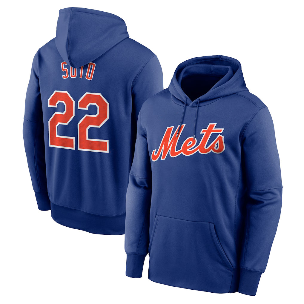 NY.Mets #22 Juan Soto Player Royal Club Pullover Hoodie Game Gdoa Stitched Jerseys