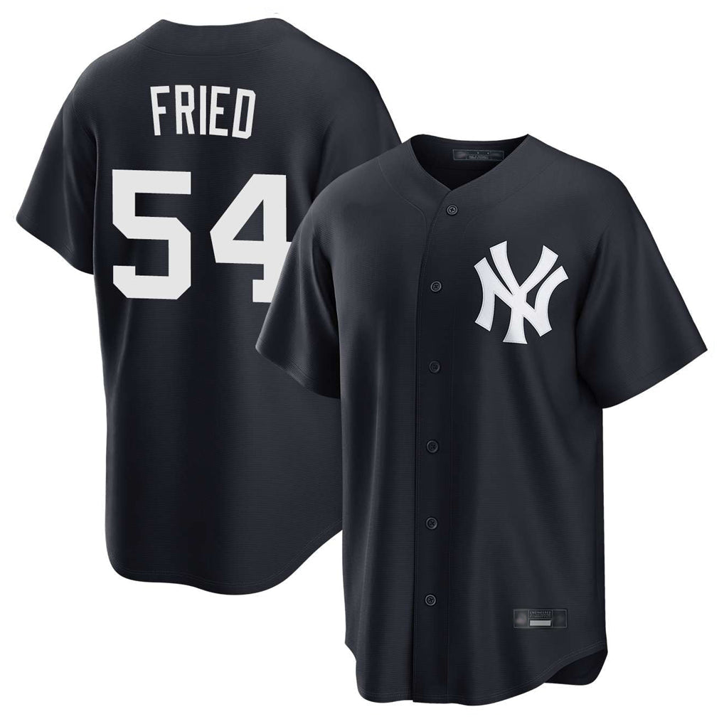 NY.Yankees #54 Max Fried Player Navy Game Gdoa Stitched Jerseys