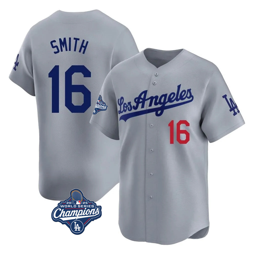 LA.Dodgers #16 Will Smith Player Gray World Series Meet Limited Home Gdoa Stitched Jerseys