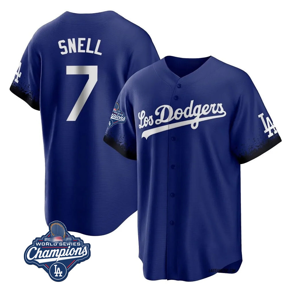 LA.Dodgers #7 Blake Snell Player Royal City Connect Game World Series Meet Gdoa Stitched Jerseys