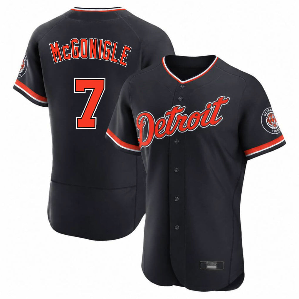 D.Tigers #7 Kevin McGonigle Player Navy Limited Elite Home Game Gdoa Stitched Jerseys