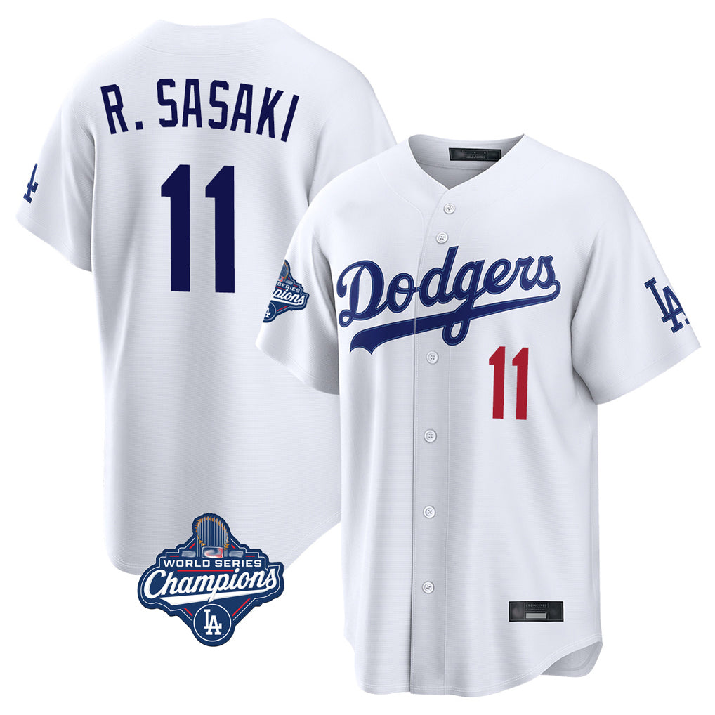 LA.Dodgers #11 Roki Sasaki Player White World Series Meet Home Game Gdoa Stitched Jerseys