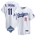 LA.Dodgers #11 Roki Sasaki Player White World Series Meet Home Game Gdoa Stitched Jerseys
