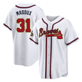 A.Braves #31 Greg Maddux Player White Gold Home Game Gdoa Stitched Jerseys