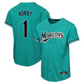 M.Marlins #1 Connor Norby Player Teal  Home Game Gdoa Stitched Jerseys