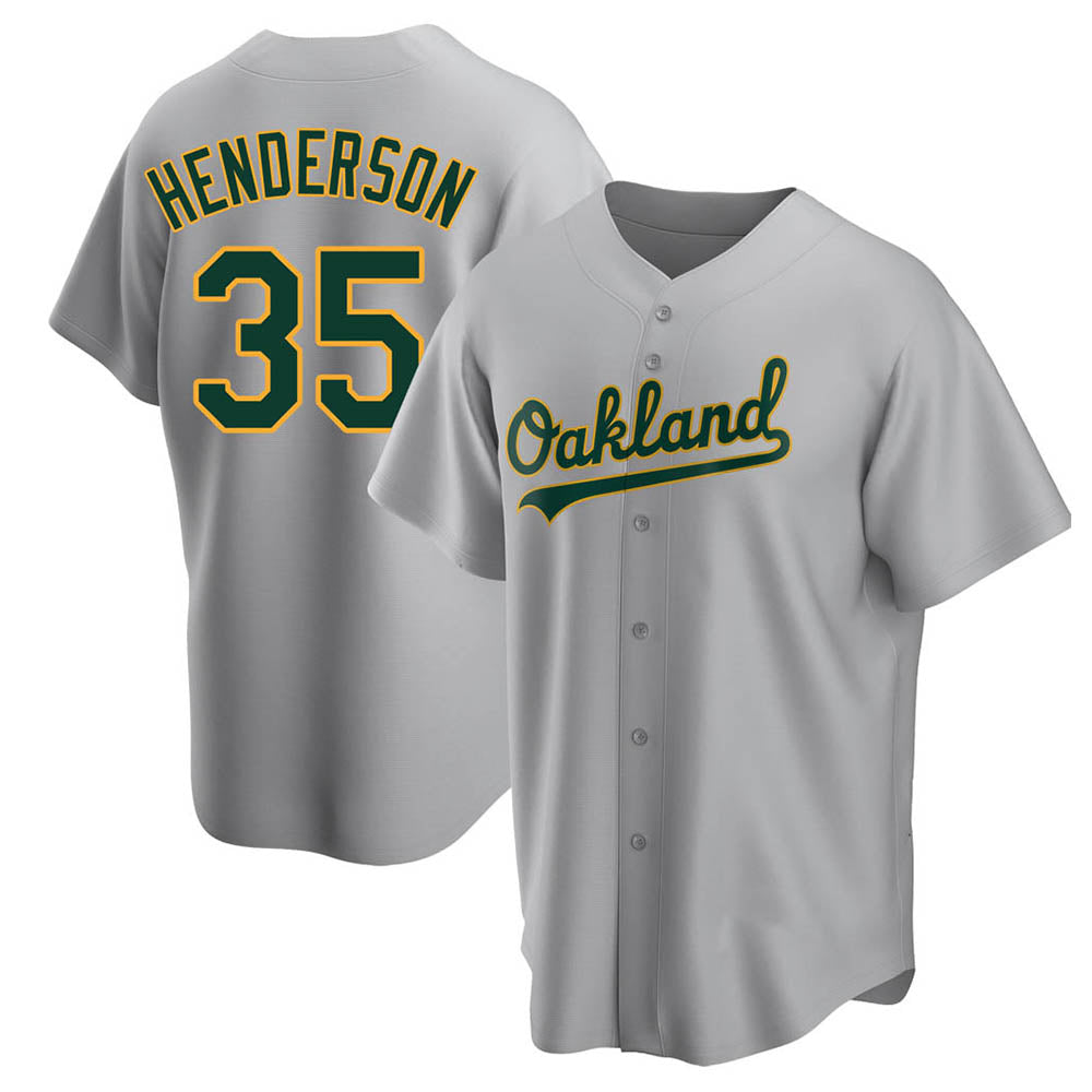 Athletics #35 Rickey Henderson Player Gray Replica Road Stitched Jersey