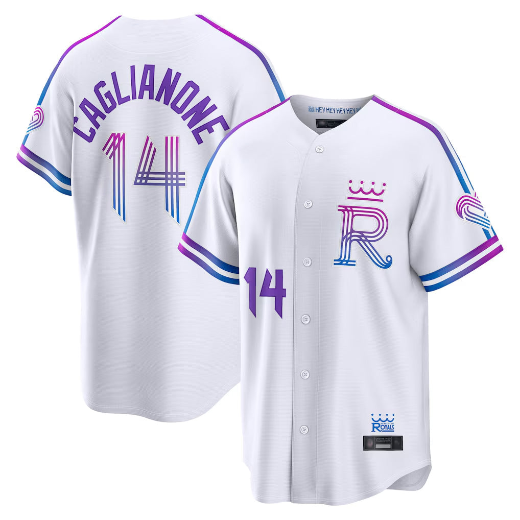 KC.Royals #14 Jac Caglianone Player White 2026 City Connect Limited Home Gdoa Stitched Jerseys