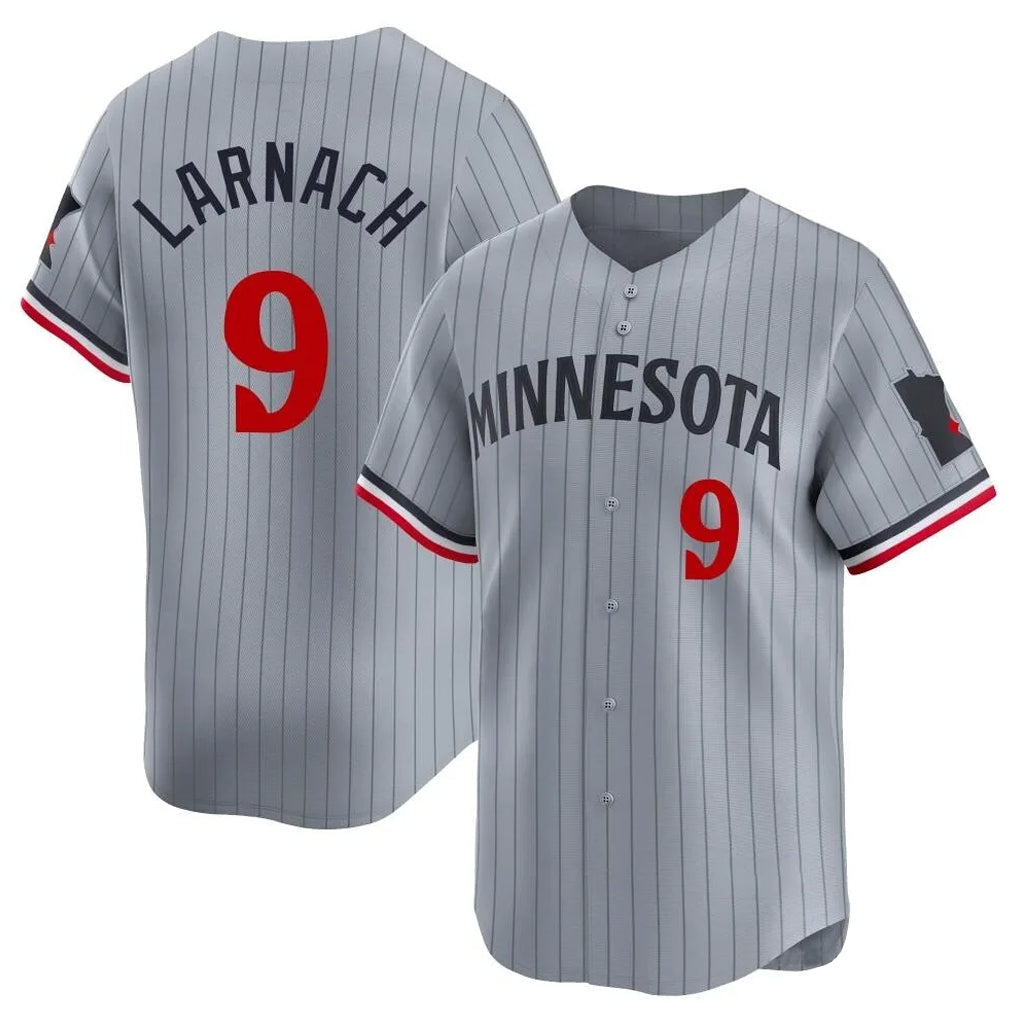 M.Twins #9 Trevor Larnach Player Gray Home Limited Gdoa Stitched Jerseys