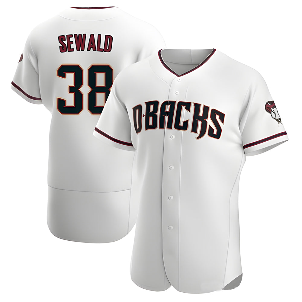 A.Diamondbacks #38 Paul Sewald Player White Authentic Crimson Home Stitched Jersey