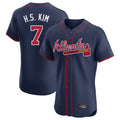 A.Braves #7 Ha-Seong Kim Player Navy Limited Elite Home Game Gdoa Stitched Jerseys