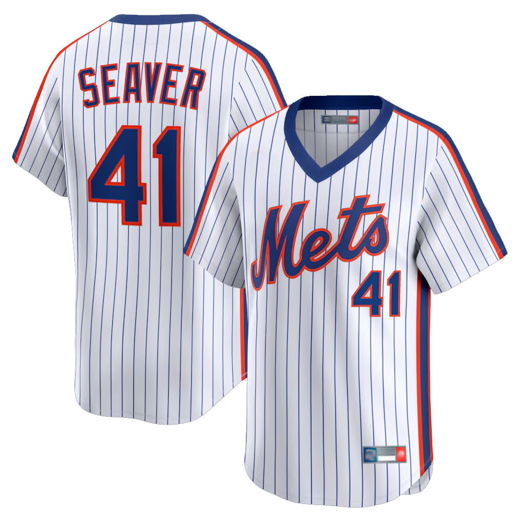 NY.Mets #41 Tom Seaver Player White Cooperstown Collection T-shirt Game Gdoa Stitched Jerseys