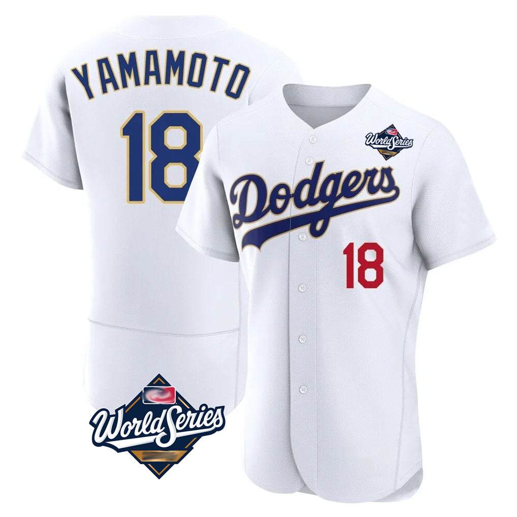 LA.Dodgers #18 Yoshinobu Yamamoto Player Gold White World Series 2026 Collection Stadium Limited Elite Gdoa Stitched Jerseys