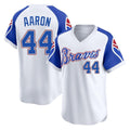 A.Braves #44 Hank Aaron Player White Throwback Cooperstown Collection T-shirt Game Gdoa Stitched Jerseys