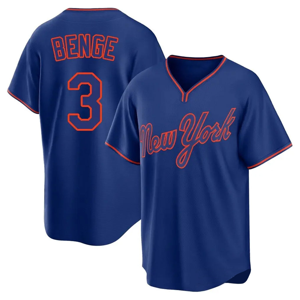 NY.Mets #3 Carson Benge Player Royal T-shirt Home Game Stitched Jerseys