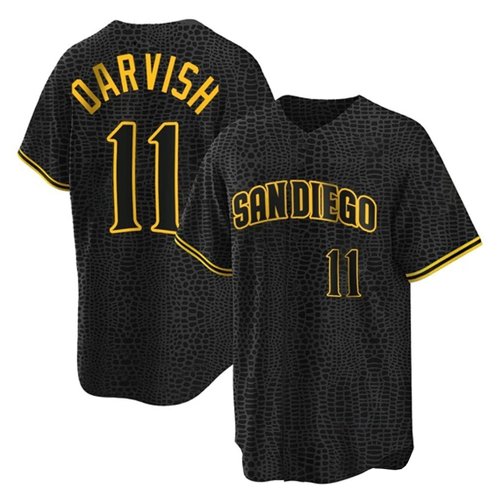S.Diego Padres #11 Yu Darvish Player Black Snake Skin City Home Game Stitched Jerseys