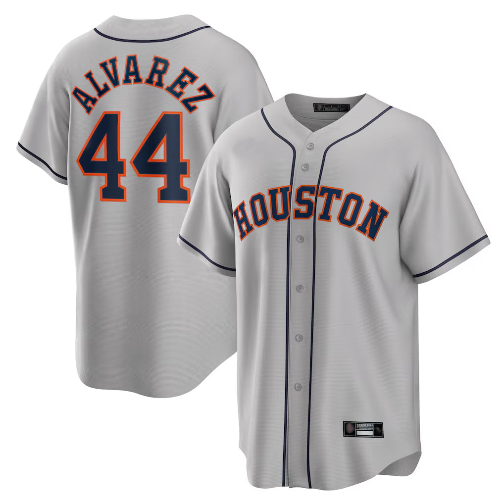 H.Astros #44 Yordan Alvarez Player Gray Home Game Gdoa Stitched Jerseys