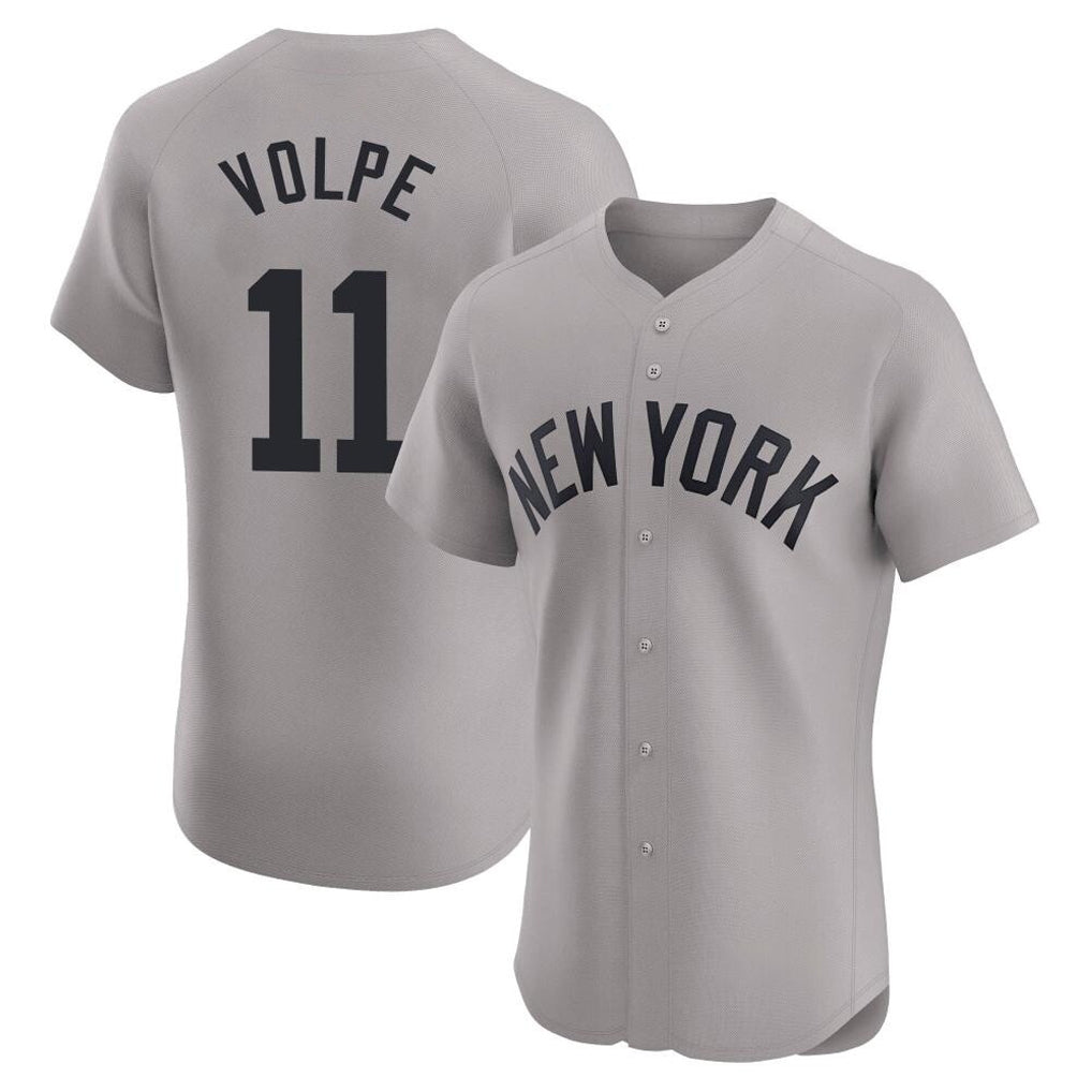 NY.Yankees #11 Anthony Volpe Player Gray Limited Elite Home Gdoa Stitched Jerseys