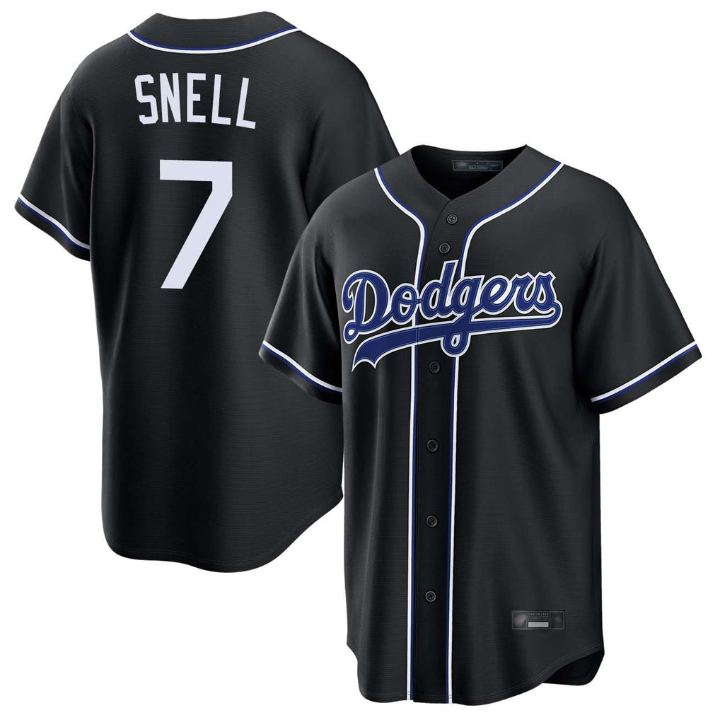 LA.Dodgers #7 Blake Snell Player Black Carbon Limited Home Gdoa Stitched Jerseys