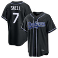 LA.Dodgers #7 Blake Snell Player Black Carbon Limited Home Gdoa Stitched Jerseys