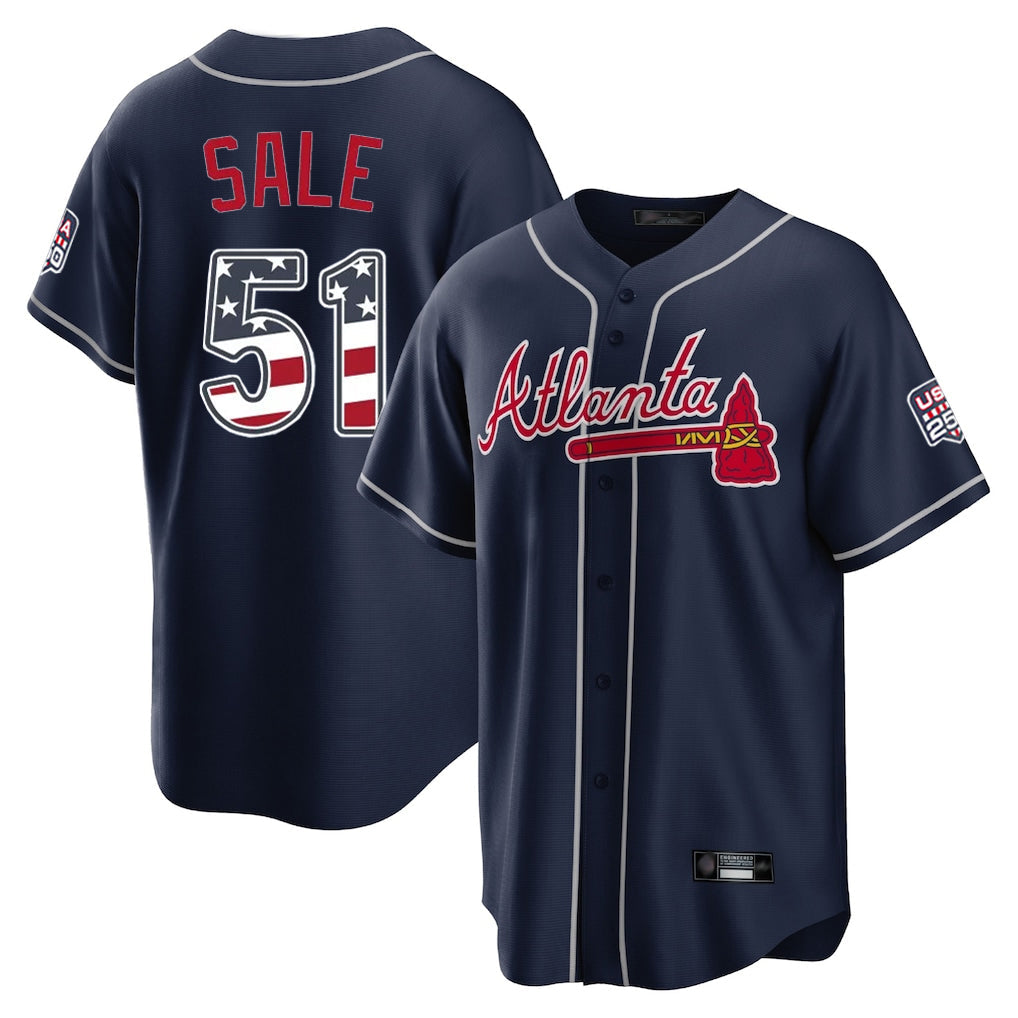 A.Braves #51 Chris Sale Player Navy USA 250 Fourth Of July Limited Home Game Gdoa250Ys Stitched Jerseys