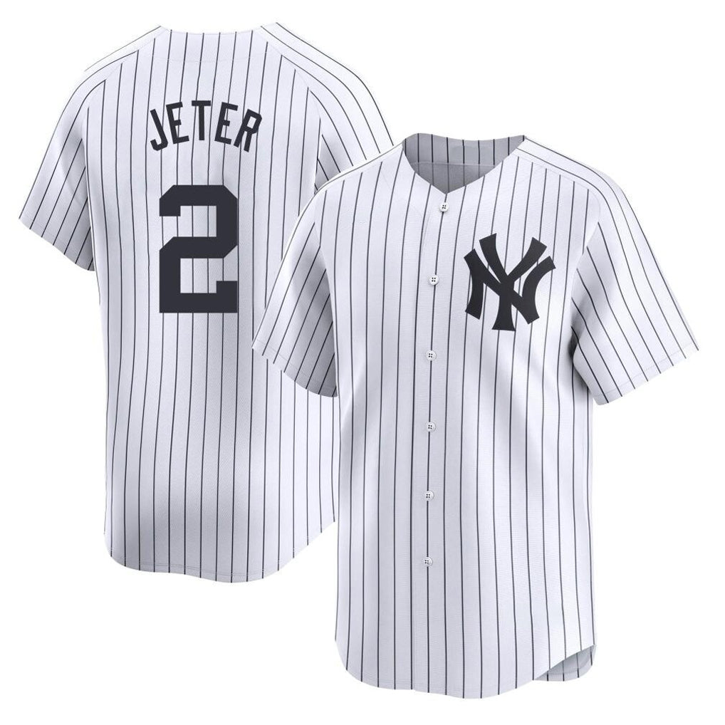 NY.Yankees #2 Derek Jeter Player White Limited Home Gdoa Stitched Jerseys