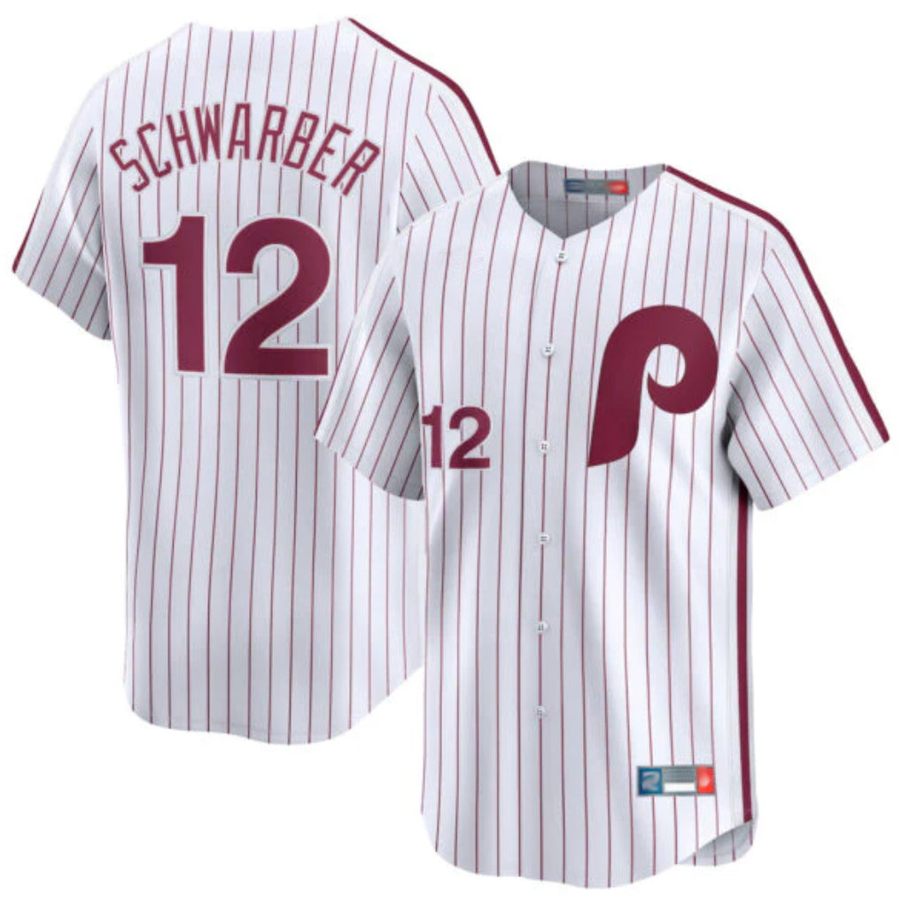 P.Phillies #12 Kyle Schwarber Player White Cooperstown Collection Limited Home Gdoa Stitched Jerseys
