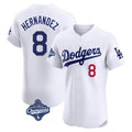 LA.Dodgers #8 Enrique Hern¨¢ndez Player White World Series Meet Limited Elite Home Gdoa Stitched Jerseys