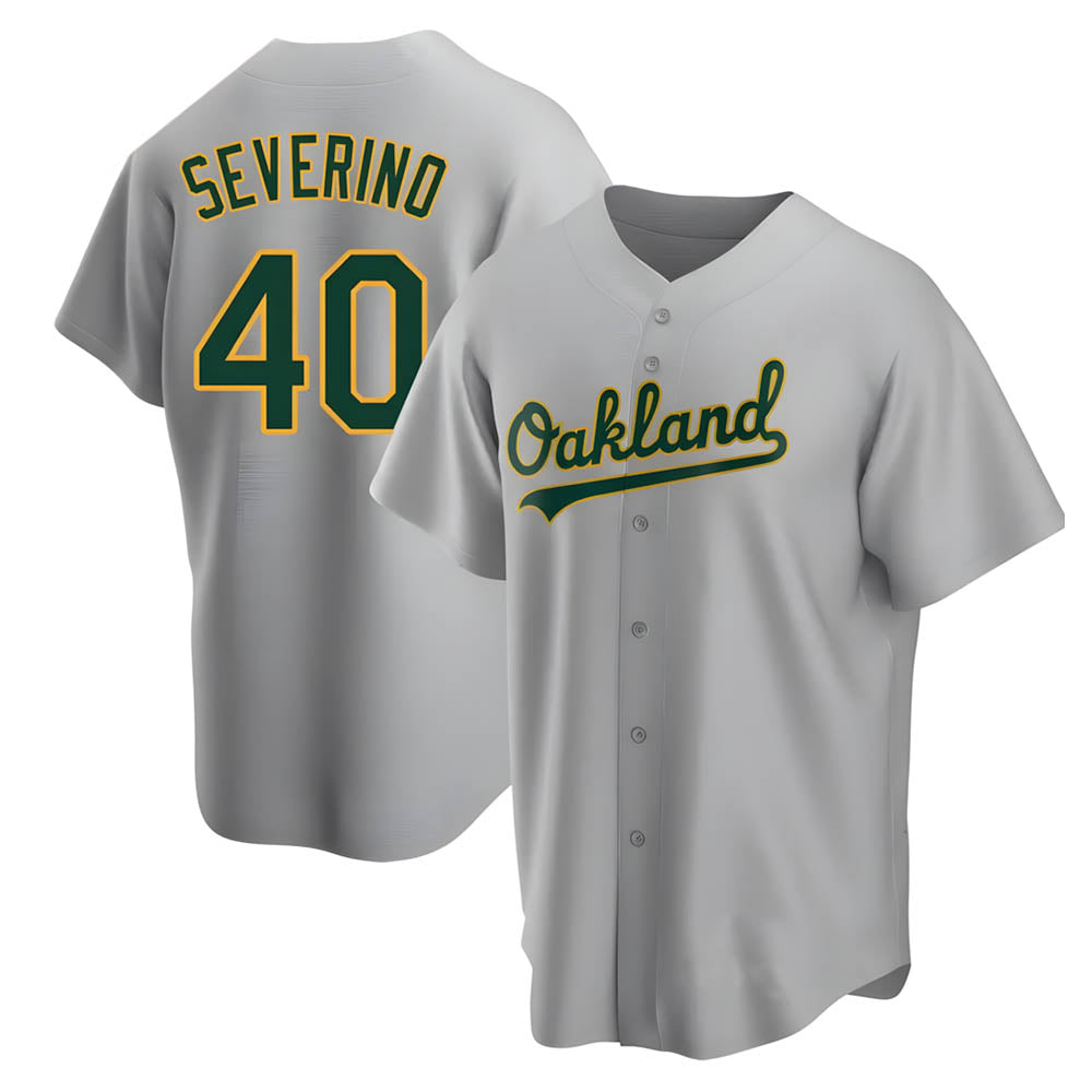 Athletics #40 Luis Severino player Gray Replica Road Stitched Jersey