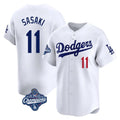LA.Dodgers #11 Roki Sasaki Player White World Series Meet Limited Home Gdoa Stitched Jerseys