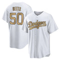 LA.Dodgers #50 Mookie Betts Player Gold Collection Limited Home Gdoa Stitched Jerseys