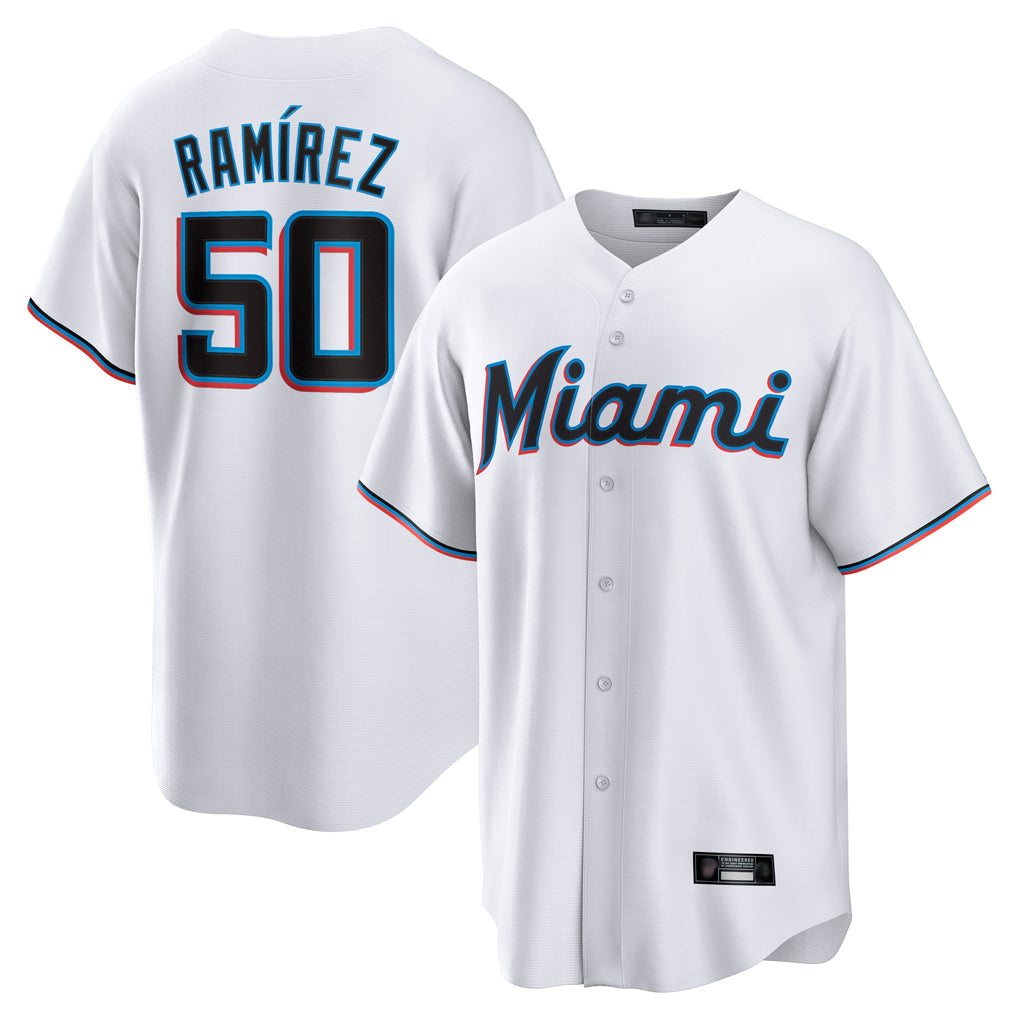 M.Marlins #50 Agustin Ramirez Player White  Home Game Gdoa Stitched Jerseys