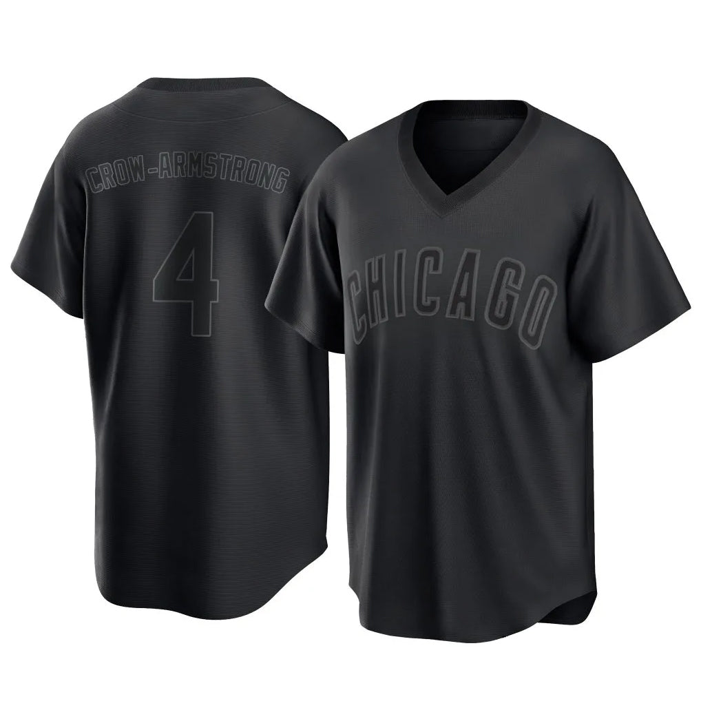 C.Cubs #4 Pete Crow-Armstrong Player Black T-shirt Home Game Gdoa Stitched Jerseys