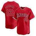 LA.Angels #13 Drew Pomeranz Player Red Home Limited Gdoa Stitched Jerseys