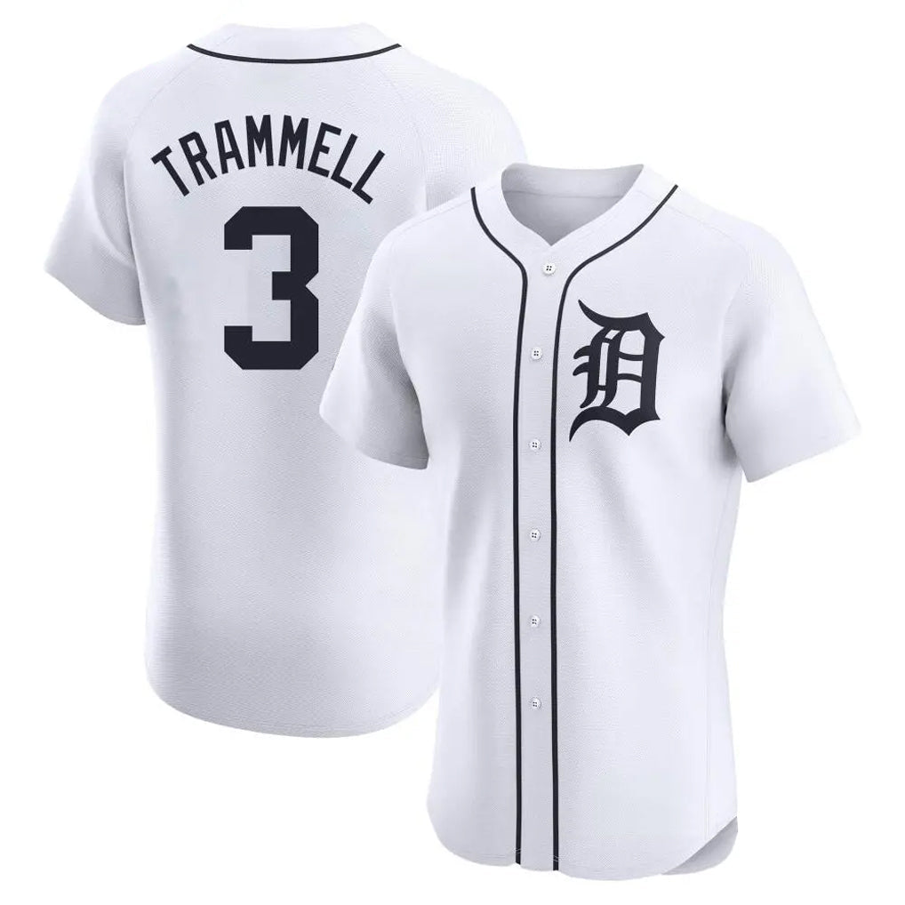 D.Tigers #3 Alan Trammell Player White Limited Elite Home Gdoa Stitched Jerseys