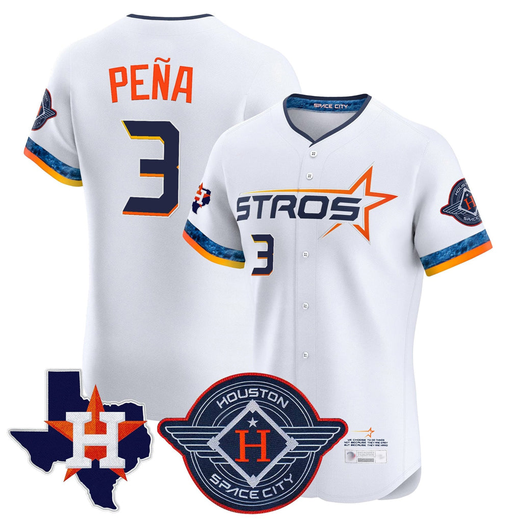 H.Astros #3 Jeremy Pena Player White City Connect Texas Patch Vapor Premier Limited Elite Home Gdoa Stitched Jerseys