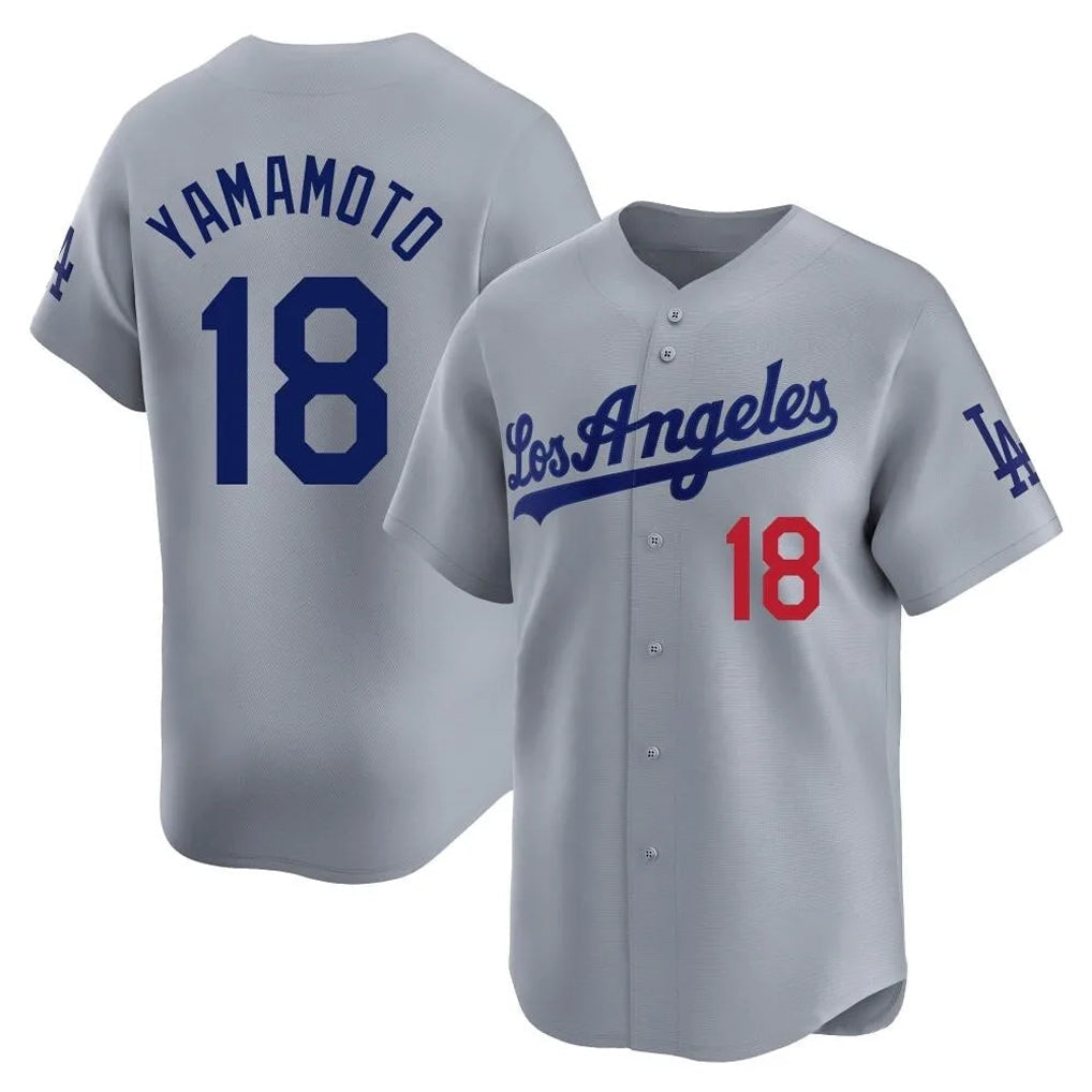 LA.Dodgers #18 Yoshinobu Yamamoto Player Gray Limited Home Gdoa Stitched Jerseys
